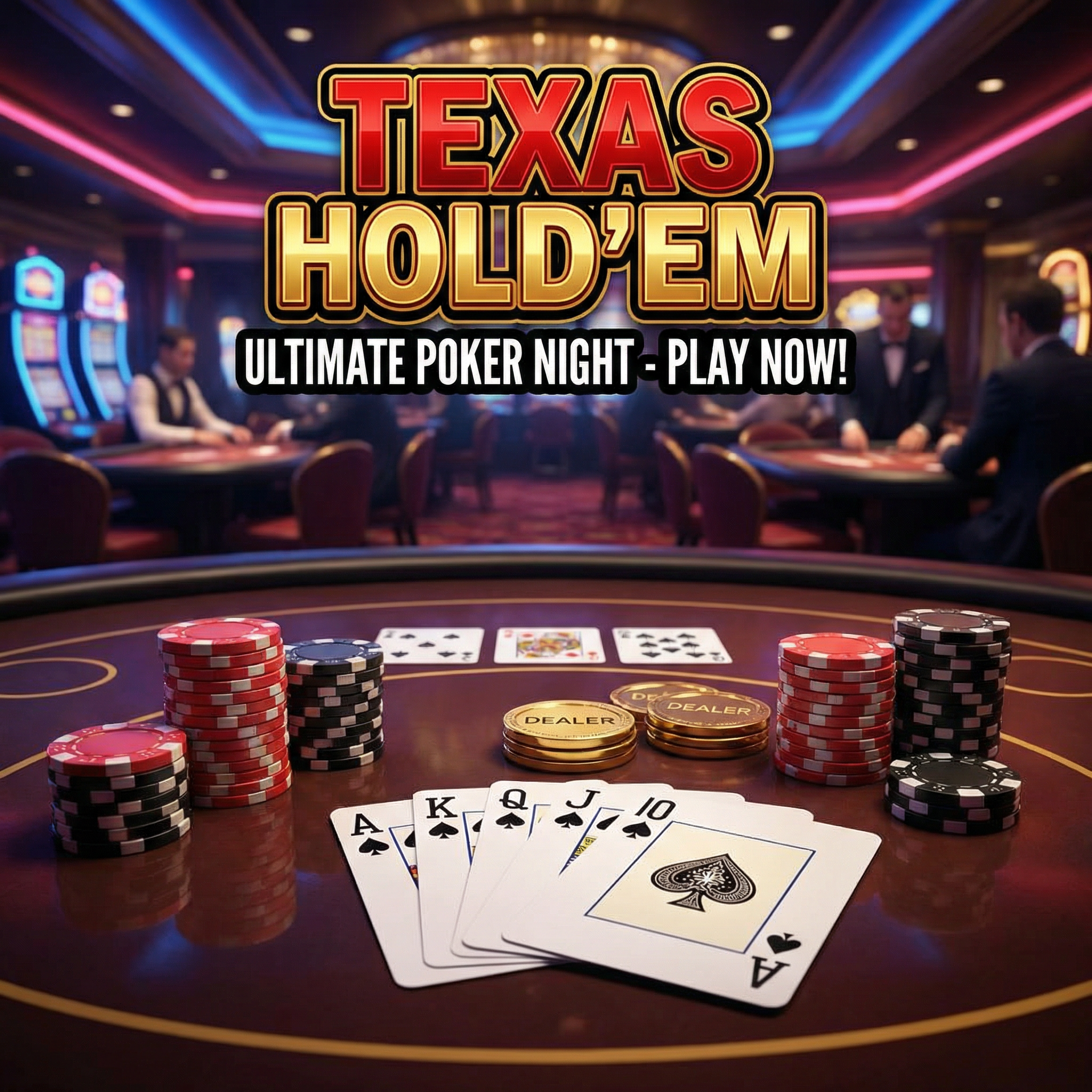 德州扑克锦标赛场景展示皇家同花顺